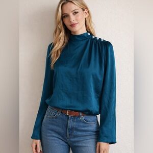 JOIE Blouse With Neck Side Button Accent